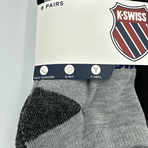K-Swiss Low Cut Socks Mens Size 10-13 Fits Shoe Size 6-12.5 Pack of 6 Pairs - Picture 6 of 8